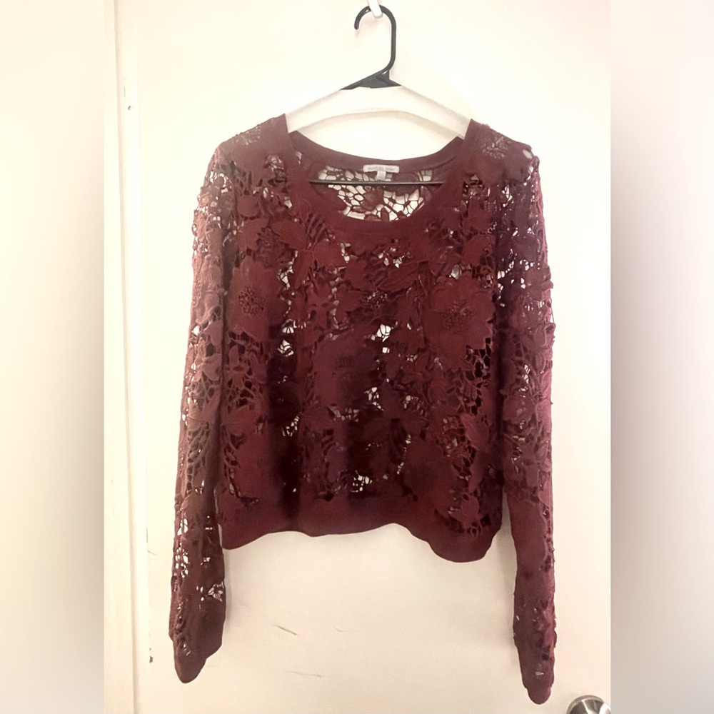 Charlotte Russe Crochet cropped sweater in Burgundy, size XL